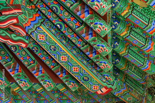 Buddhist temple roof painting. Taken in Baegyangsa, South Korea