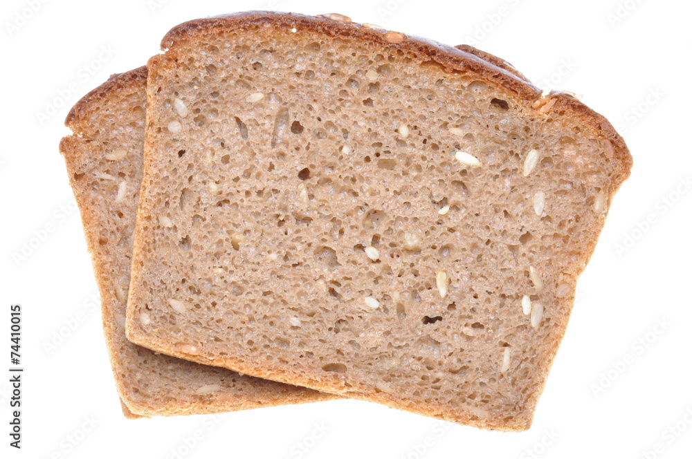 Slices of brown bread isolated on white background Slices of brown bread isolated on white background