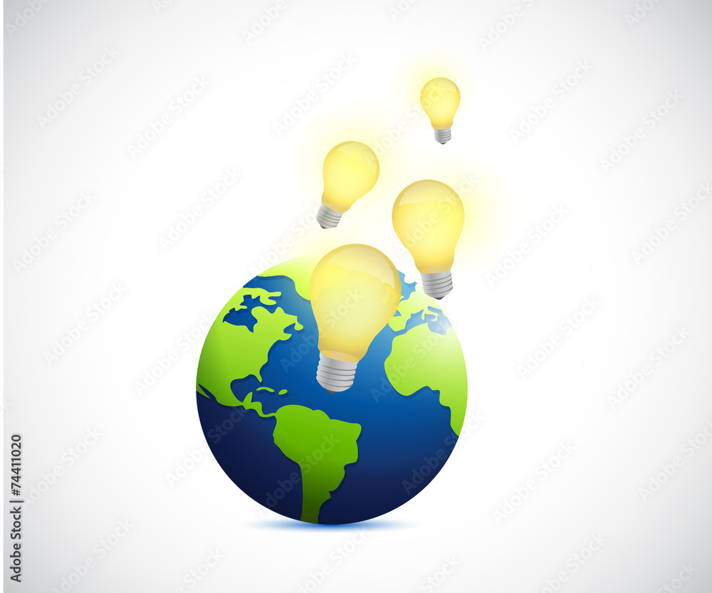 globe and light bulb ideas illustration