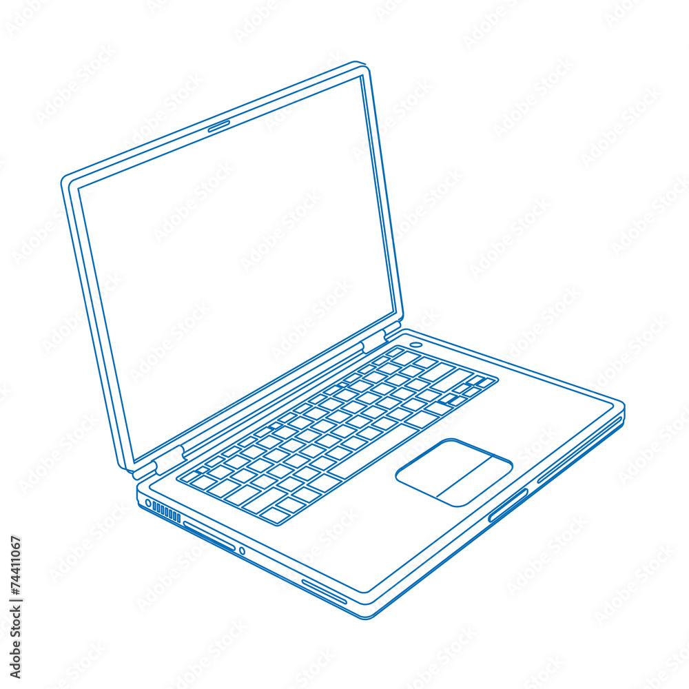 laptop line drawing, AI10 vector laptop line drawing, AI10 vector