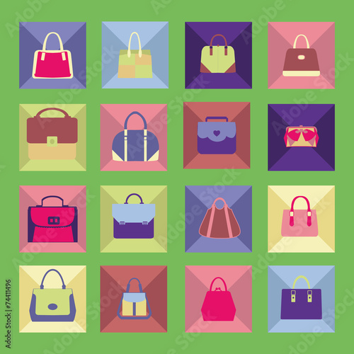 Set icons of  bags  and  handbags - Illustration