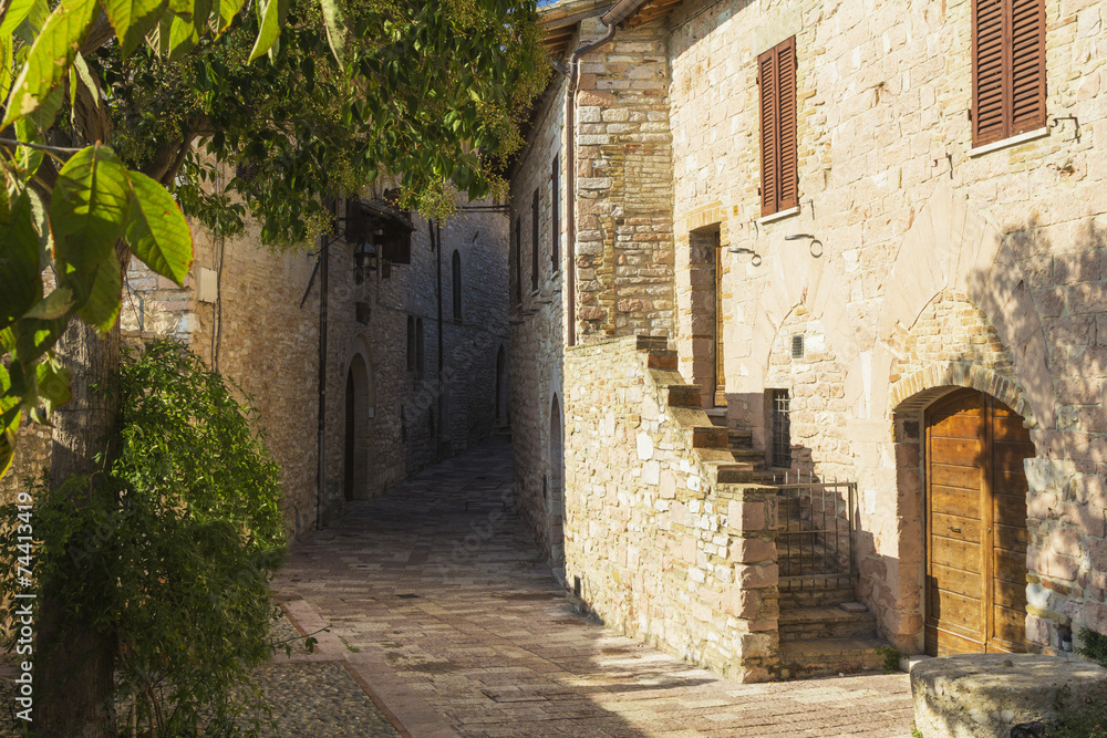 Narrow street in Tuscany and stone stair