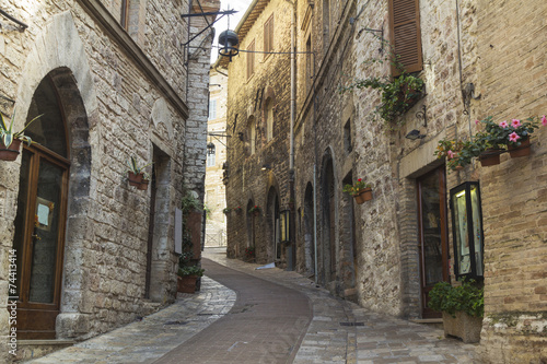 Narrow stone street in a town from Tuscany