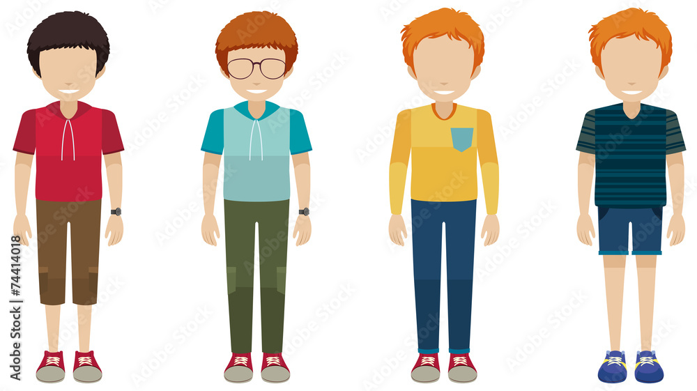 Naklejka premium Four faceless boys