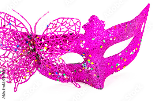 Carnival mask decorated with designs on a white background