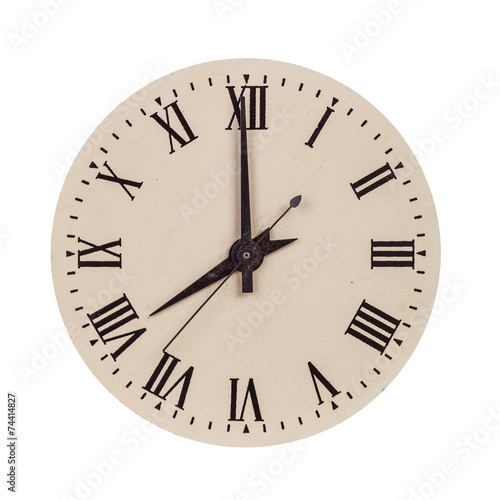 Vintage clock face showing eight o'clock