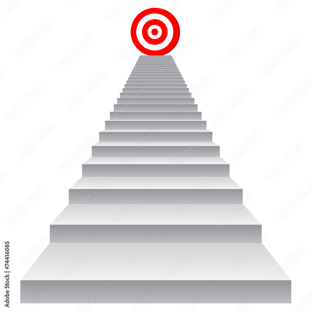 Conceptual red target on stair for success
