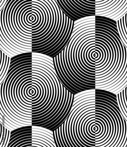 Striped Shells Black White Vector Seamless Pattern