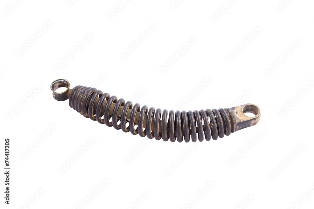 Dirty old shock absorber, isolated on white Dirty old shock absorber, isolated on white