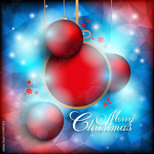 Christmas baubles on abstract background