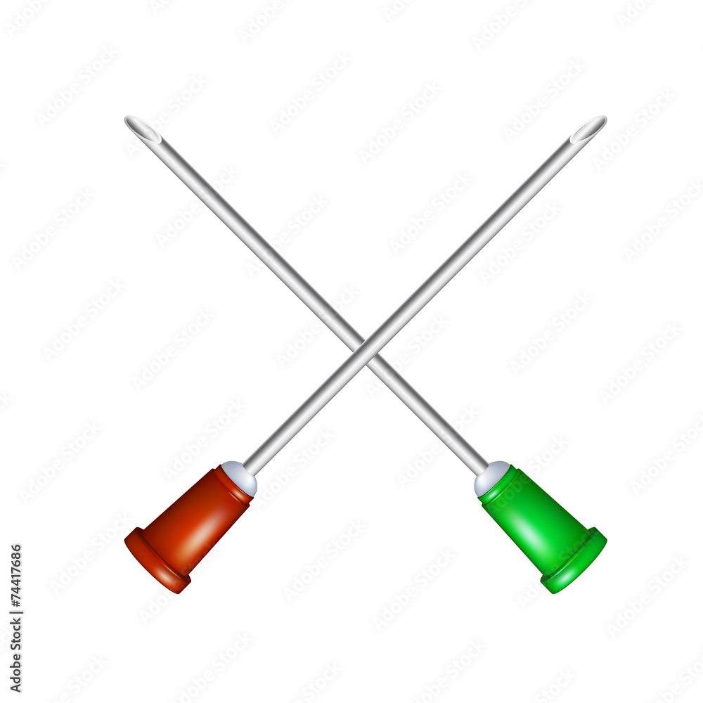 Fototapeta premium Two crossed injection needles
