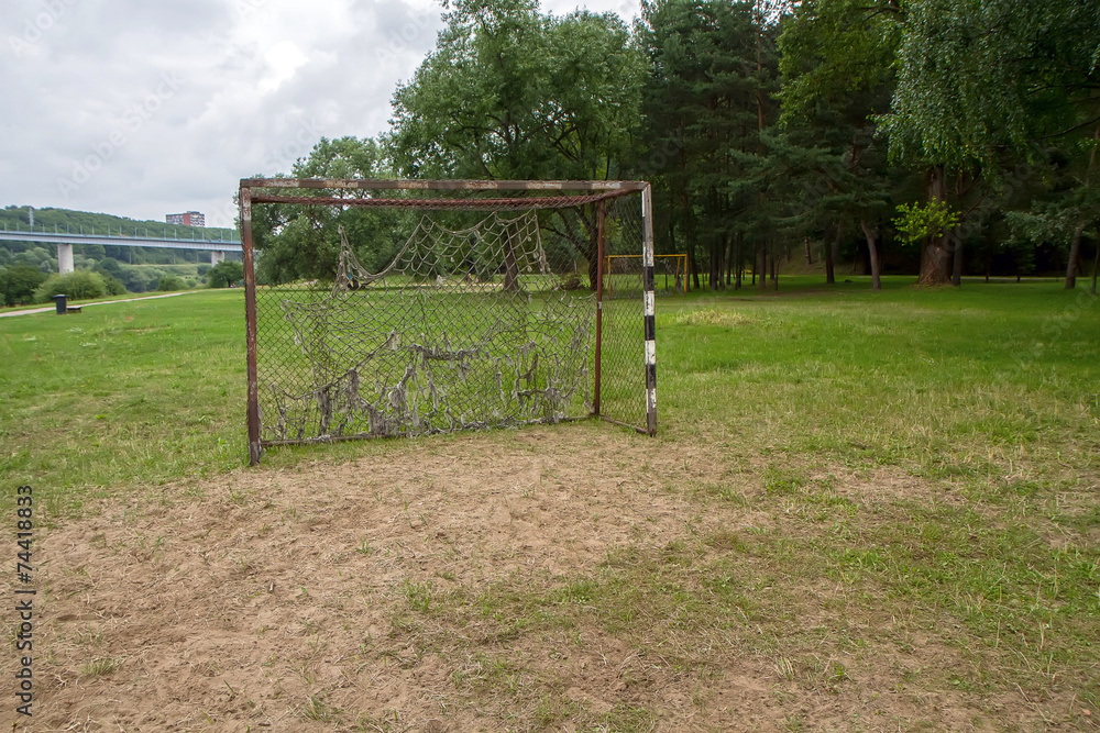 Football gateway near wild forest Football gateway near wild forest