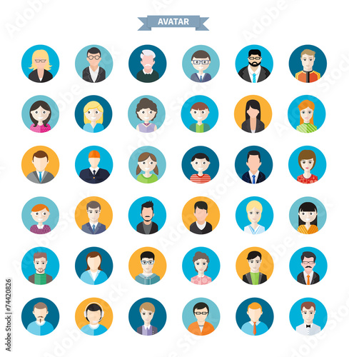 Set of stylish avatars man and woman icons