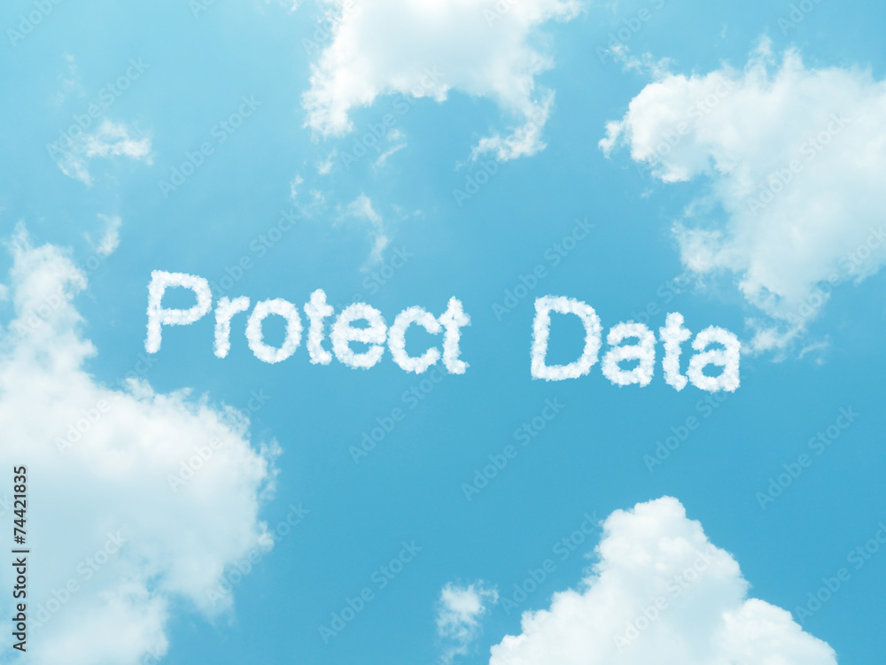 cloud words with design on blue sky background