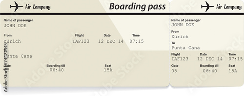Vector image of airline boarding pass ticket