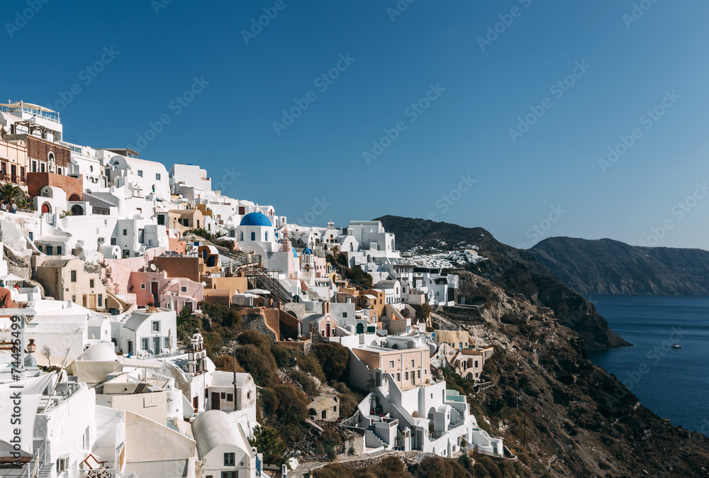 Caldera hills with houses in Oia, Santorini, Greece.