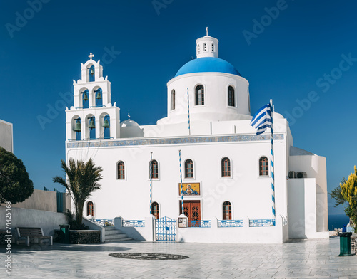 The Church of Panagia Platsani in Oia, Santorini, Greece.