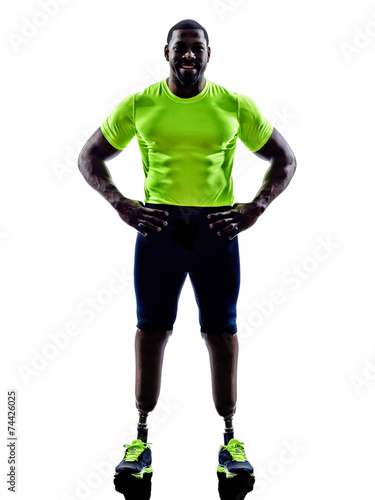handicapped man joggers with legs prosthesis silhouette