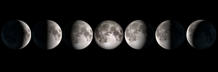Fototapete Vollmond Mondphasen als Panorama-Collage  © Delphotostock