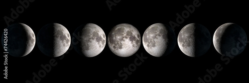 Fotografiet Moon phases panoramic collage, elements of this image are provided by NASA