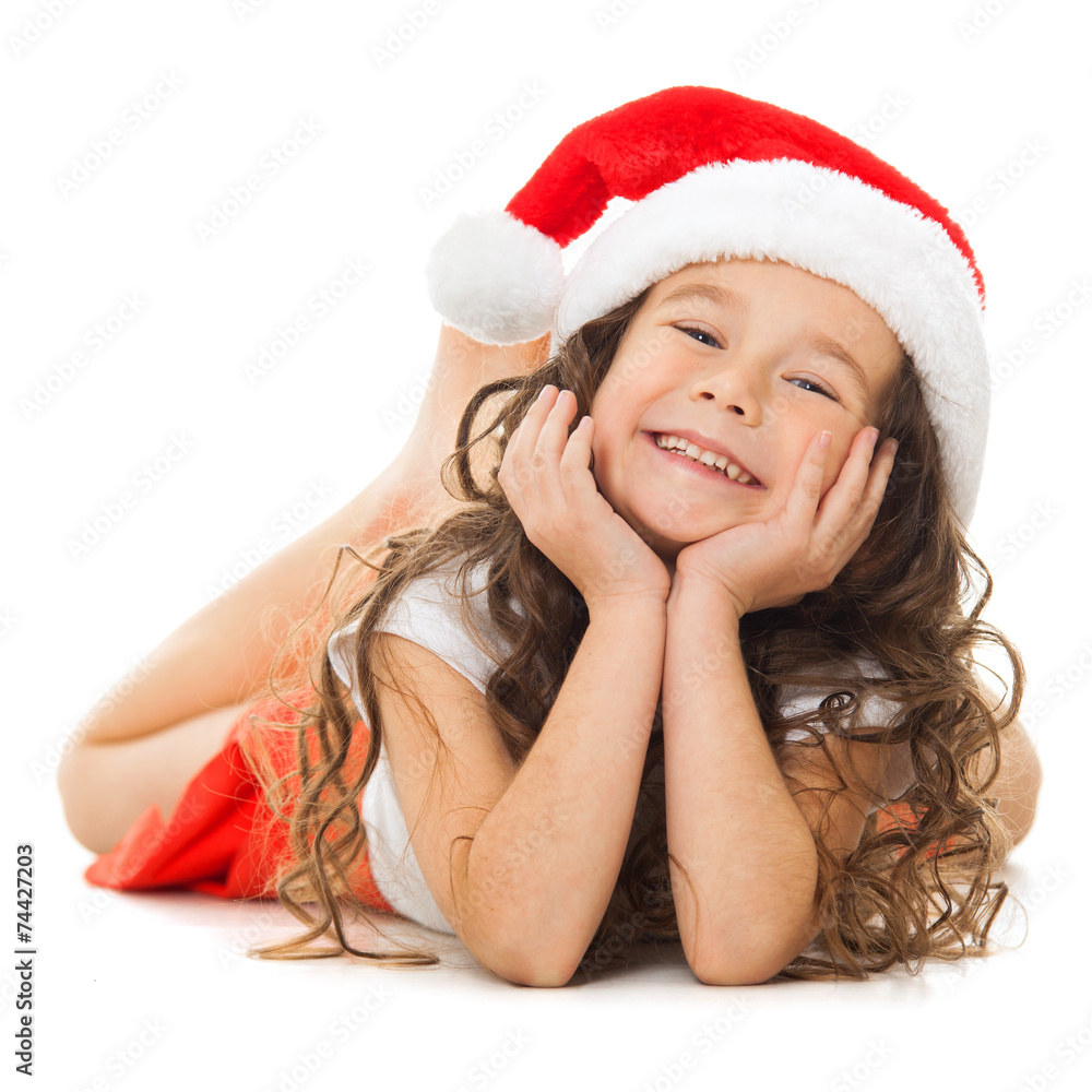 Happy little girl in Santa hat Happy little girl in Santa hat