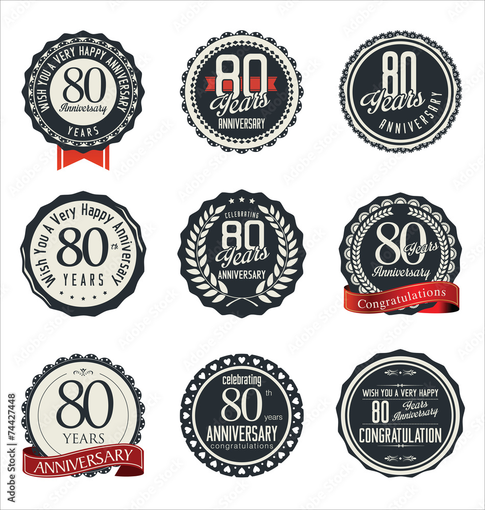 Anniversary retro badges and labels collection