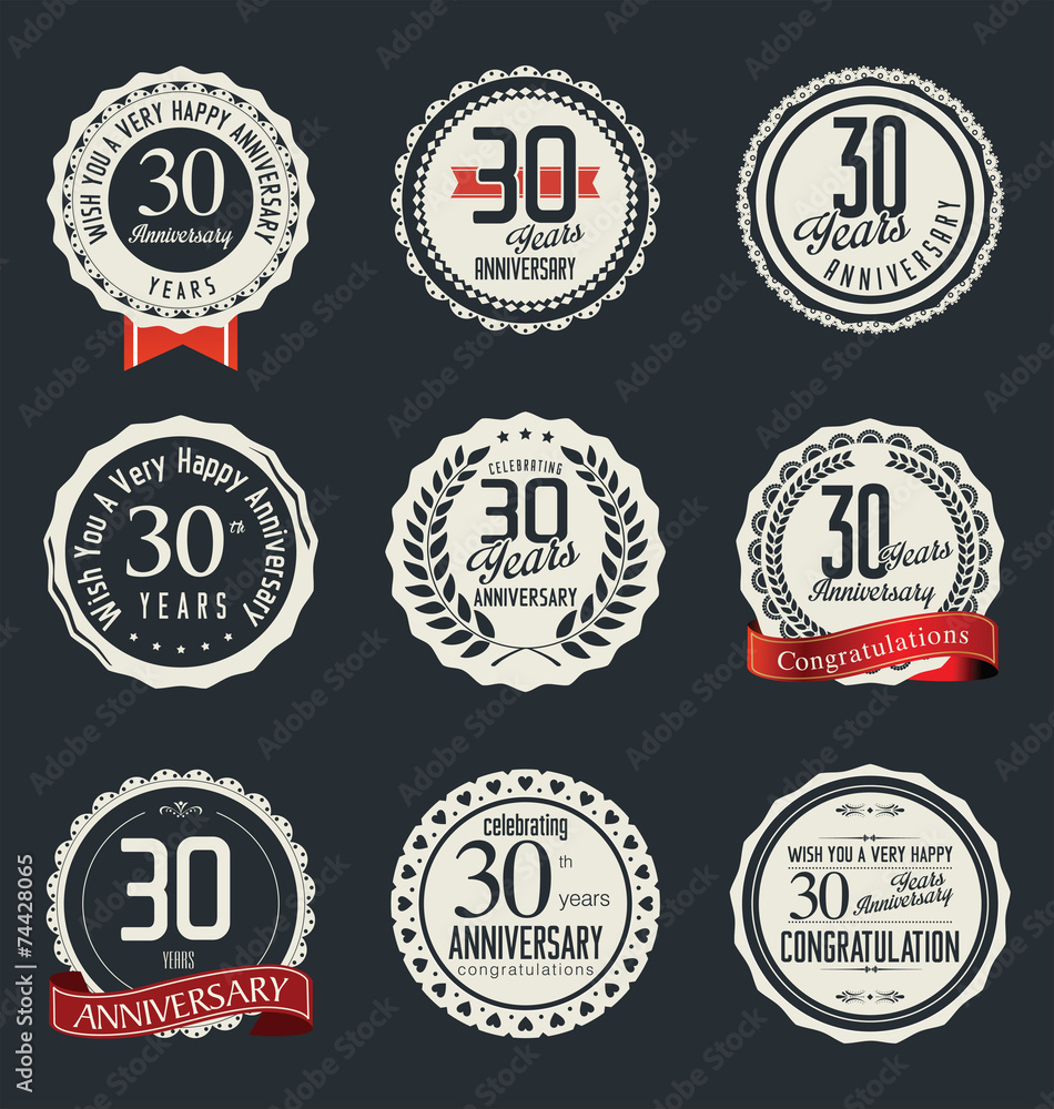 Anniversary retro badges and labels collection