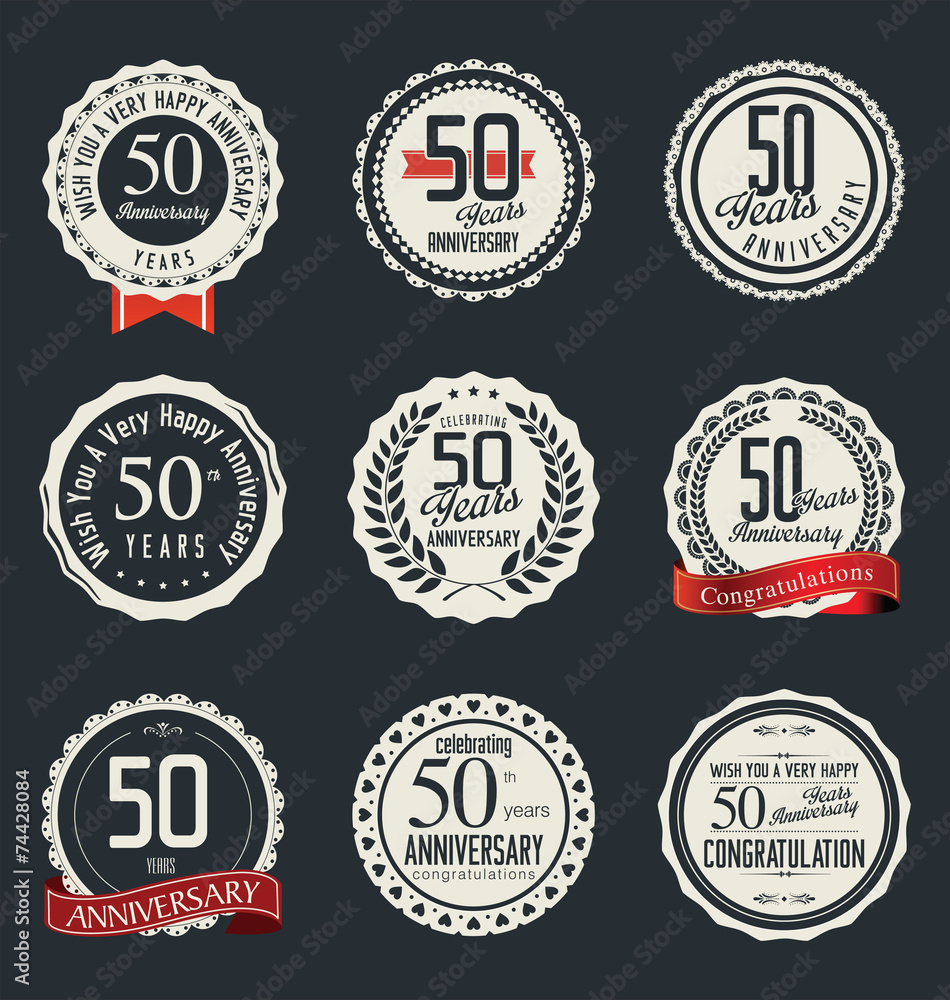 Anniversary retro badges and labels collection Anniversary retro badges and labels collection