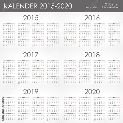 Kalender 2015-2020 Jahresplaner Jahreskalender Taschenkalender