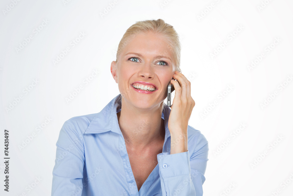 smiling woman on closeup smiling woman on closeup