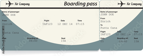 Vector image of airline boarding pass ticket