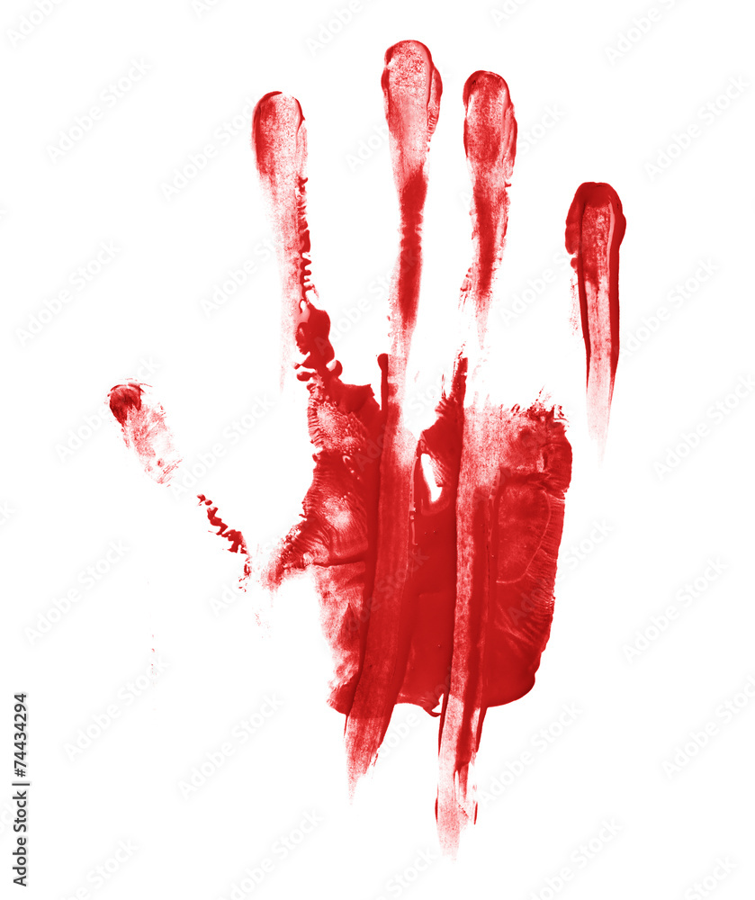 Naklejka premium Hand palm oil paint print