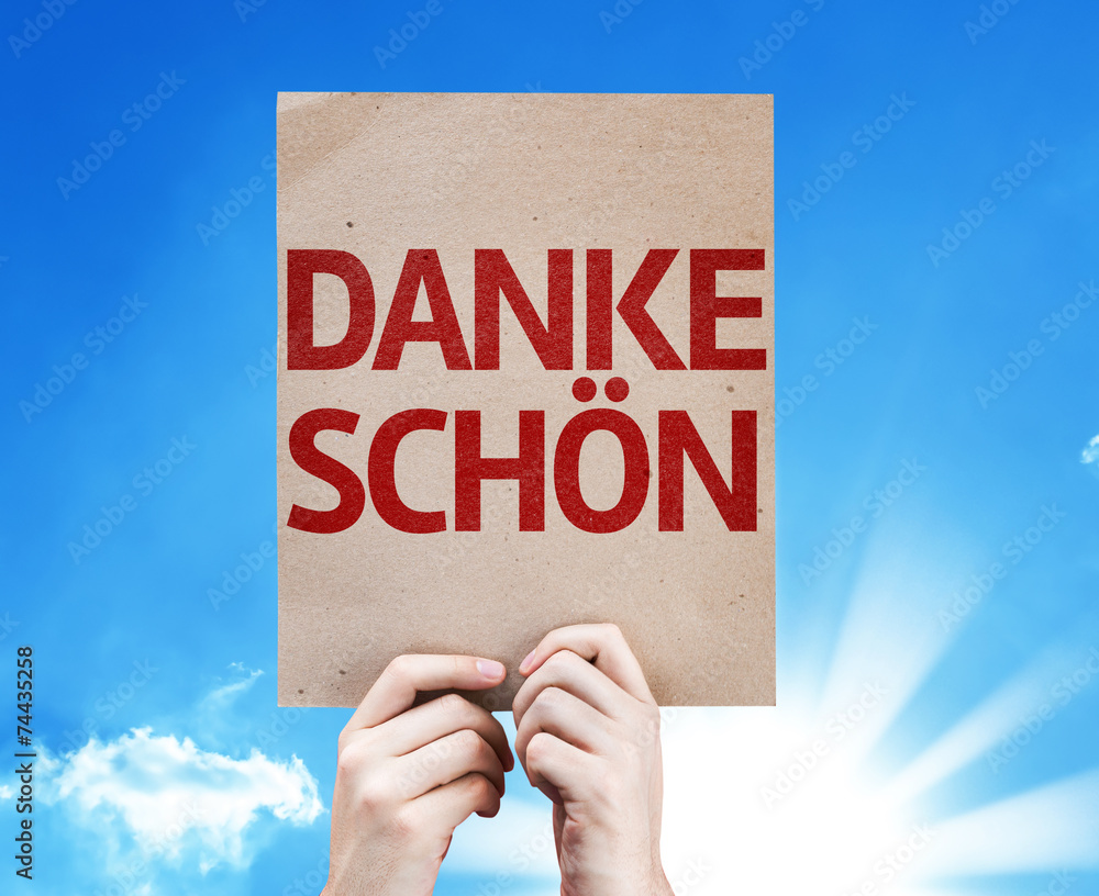 Thank You (In German) card with sky background Stock Photo | Adobe Stock