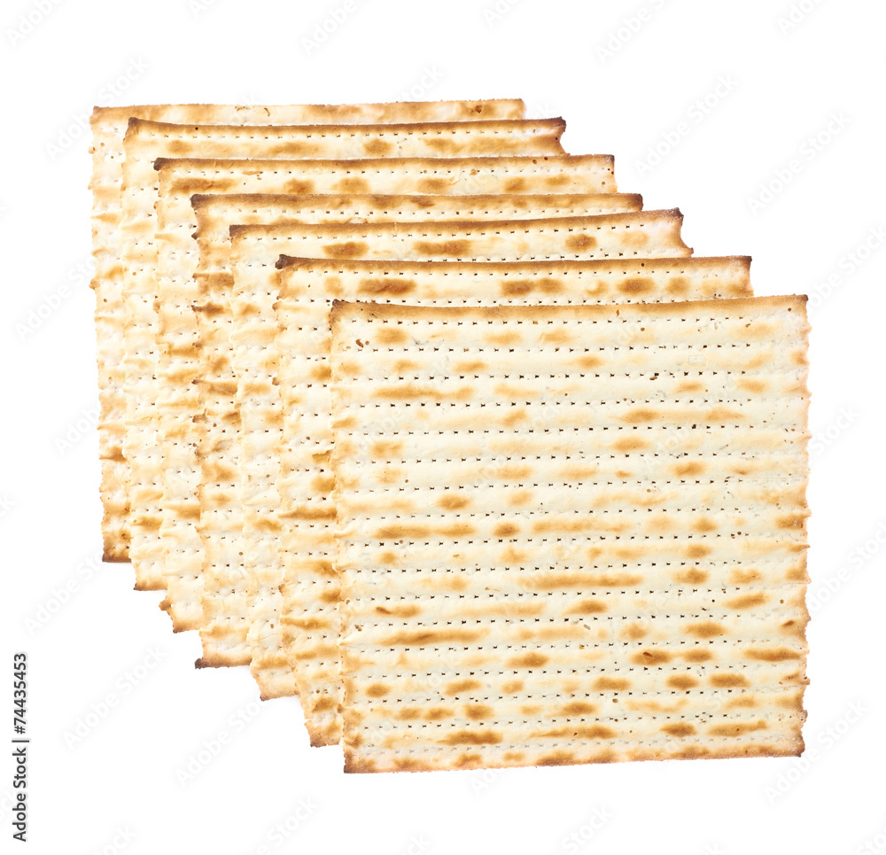 Fototapeta premium Multiple matza flatbreads lying one over another