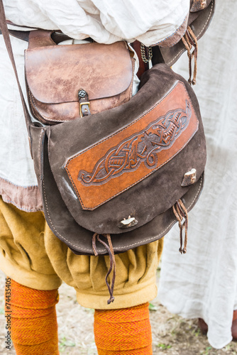 Viking leather bag with pressed pattern