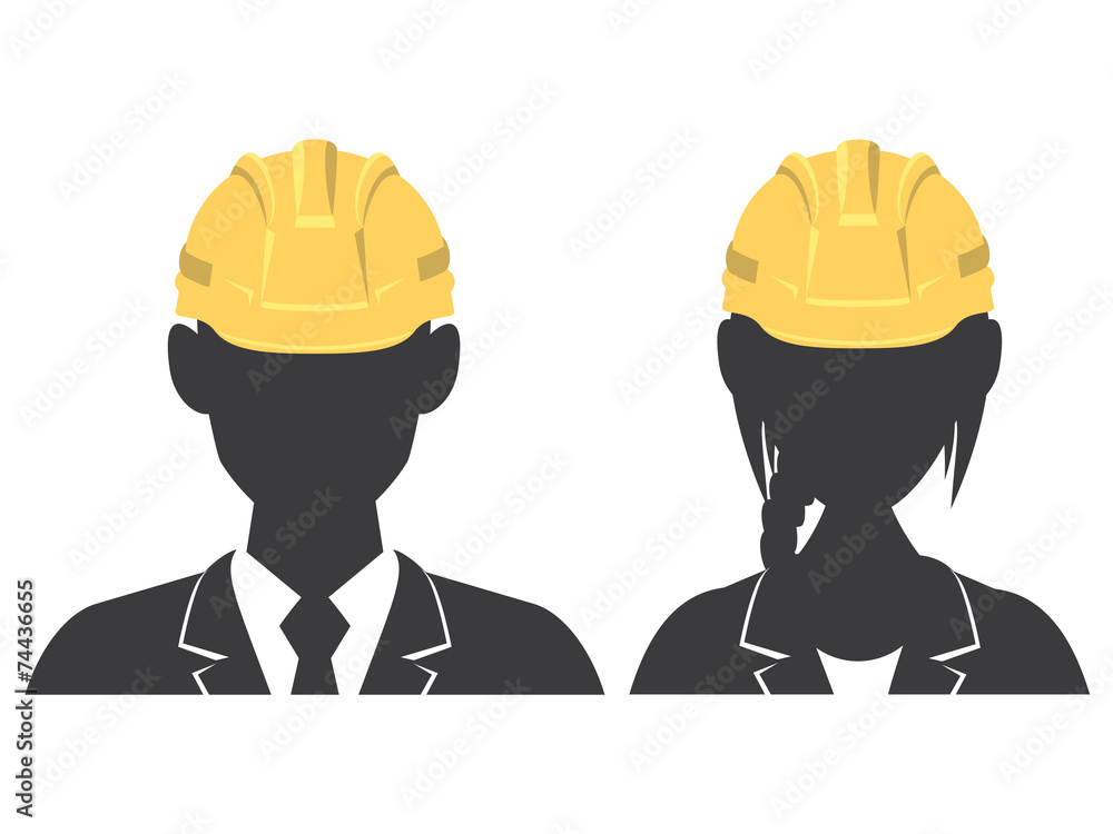 Man and woman avatar hard hat Man and woman avatar hard hat