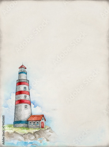 Watercolor illustration of lighthouse
