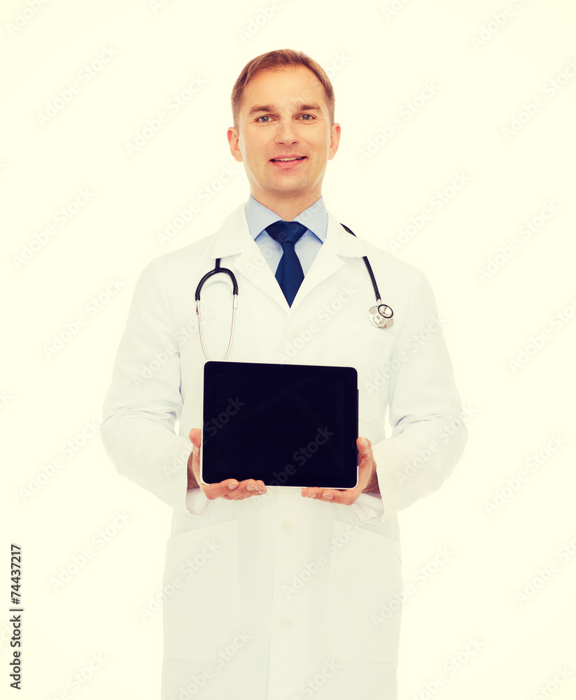 smiling male doctor with tablet pc smiling male doctor with tablet pc