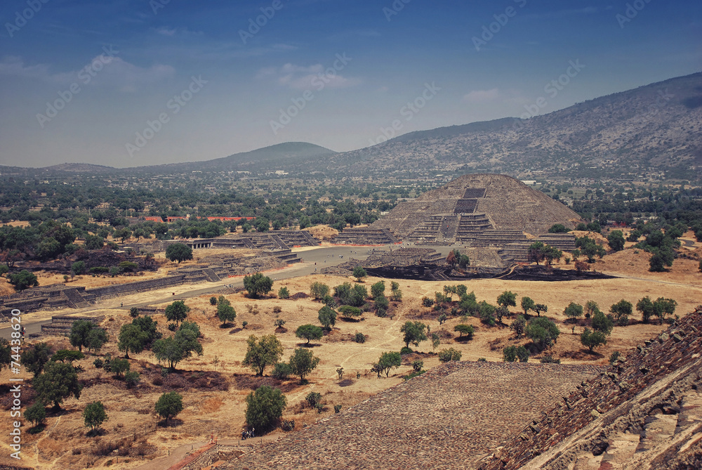 Pyramid of the Moon, Teotihuacan, Mexico, mountains