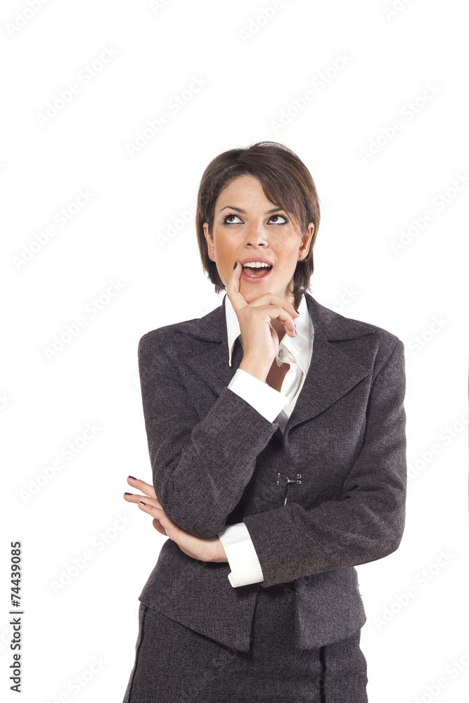Business woman portrait over white background Business woman portrait over white background