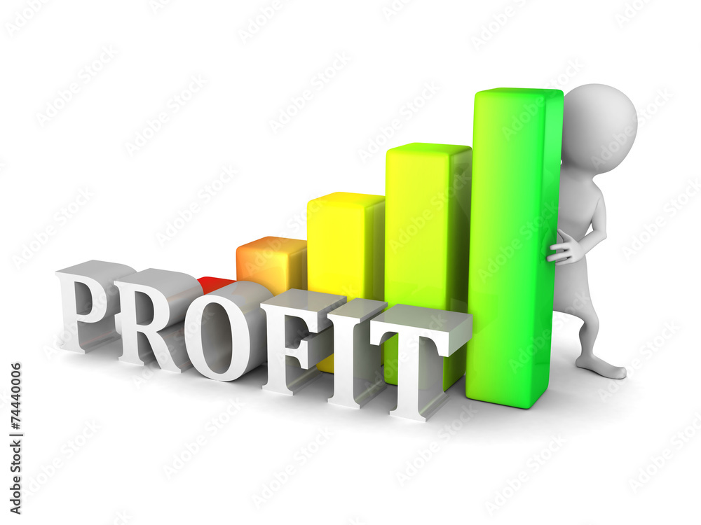 white 3d person with profit success bar chart diagram white 3d person with profit success bar chart diagram