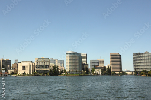 Oakland California skyline view Lake Merritt