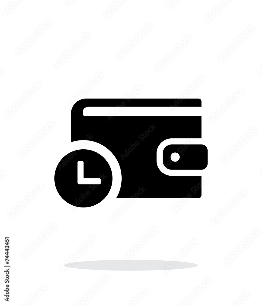 Wallet with timer icon on white background. Wallet with timer icon on white background.