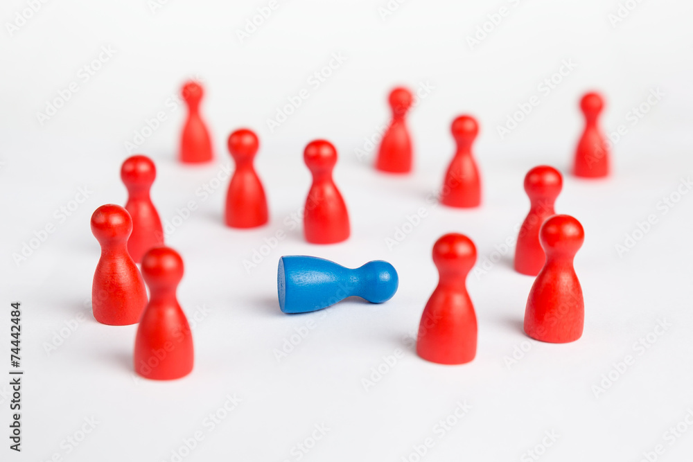 Business defeat or crime scene concept with game pieces Business defeat or crime scene concept with game pieces