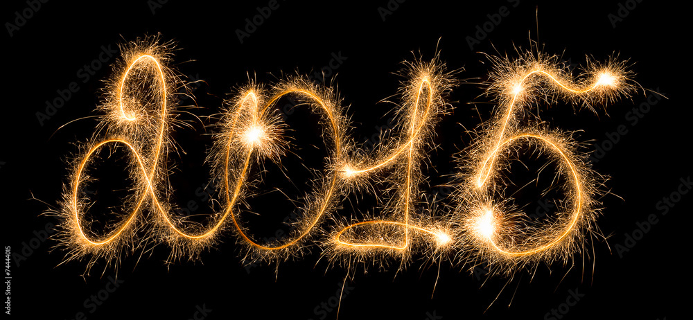 Happy New Year - 2015 with sparklers Happy New Year - 2015 with sparklers