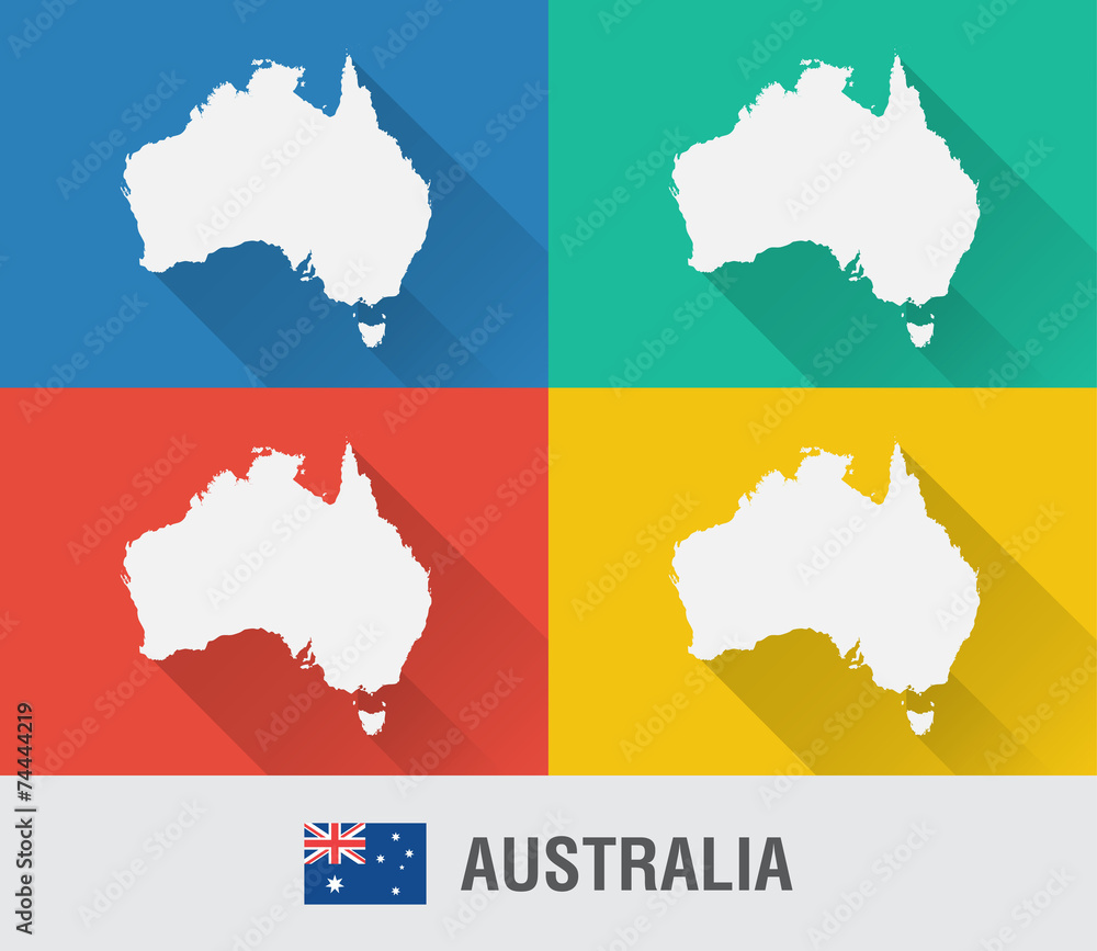 Australia world map in flat style with 4 colors.