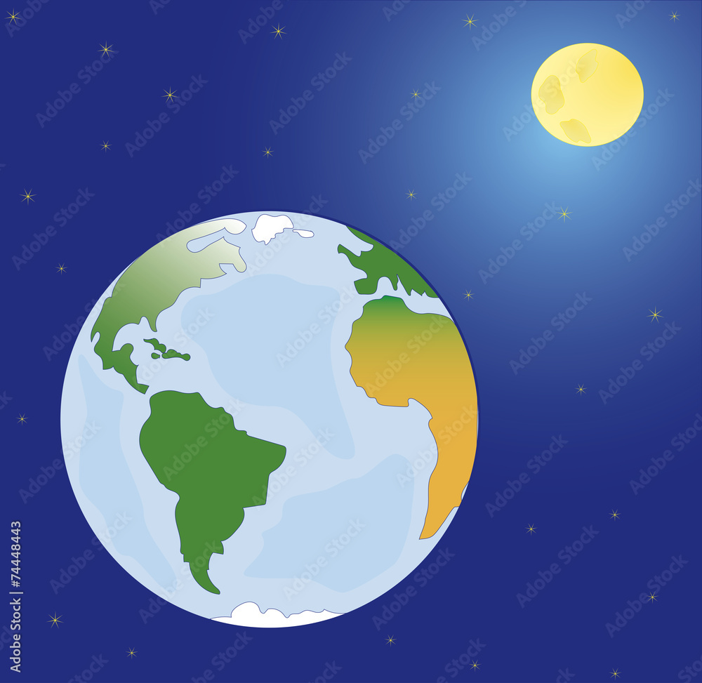 space, planets mother Earth, moon and stars space, planets mother Earth, moon and stars