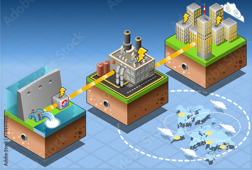 Isometric Infographic Energy Harvesting Diagram