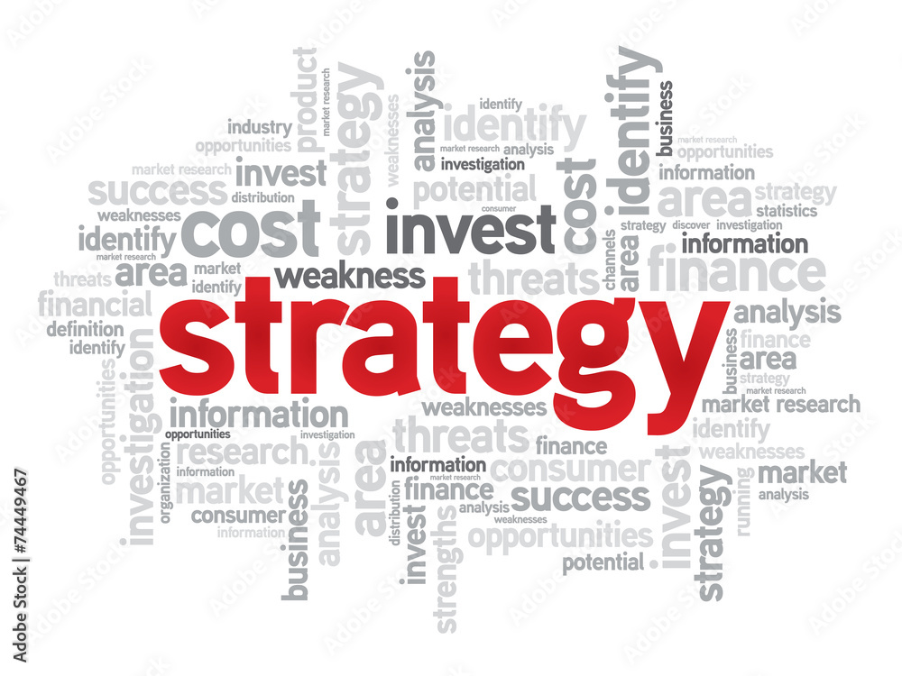 Strategy business concept in word tag cloud, vector background