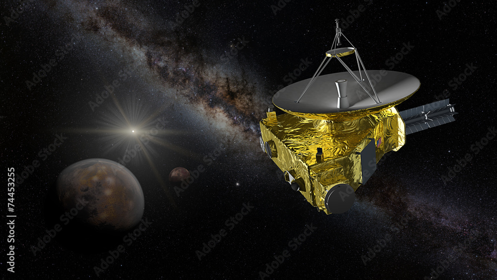 Naklejka premium New Horizons approaching Pluto and Charon